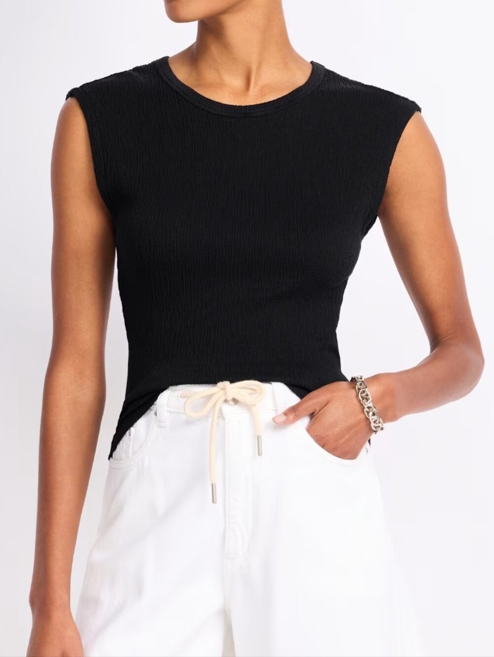 @Michael Stars Black Ribbed Sleeveless Shell